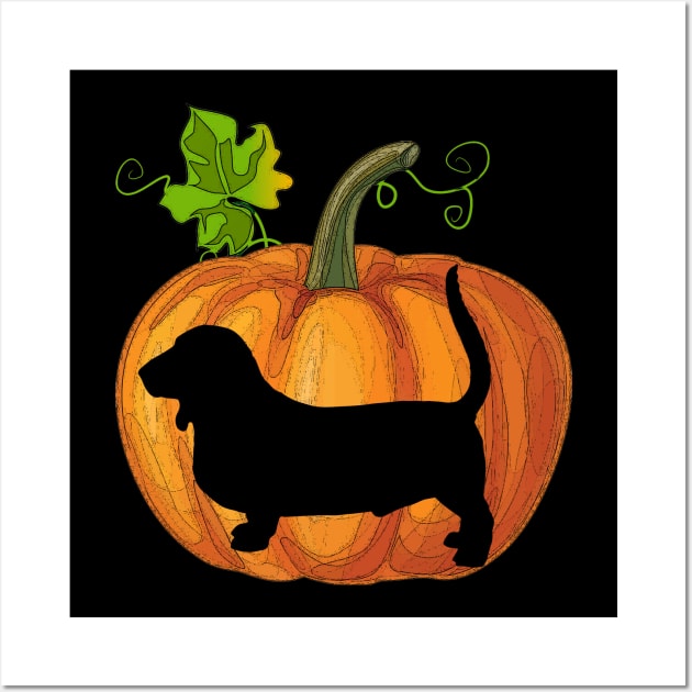 Basset hound in pumpkin Wall Art by Flavie Kertzmann